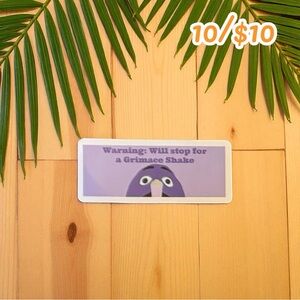 Grimace Shake Warning Sticker – 2 3/4” Glossy Finish